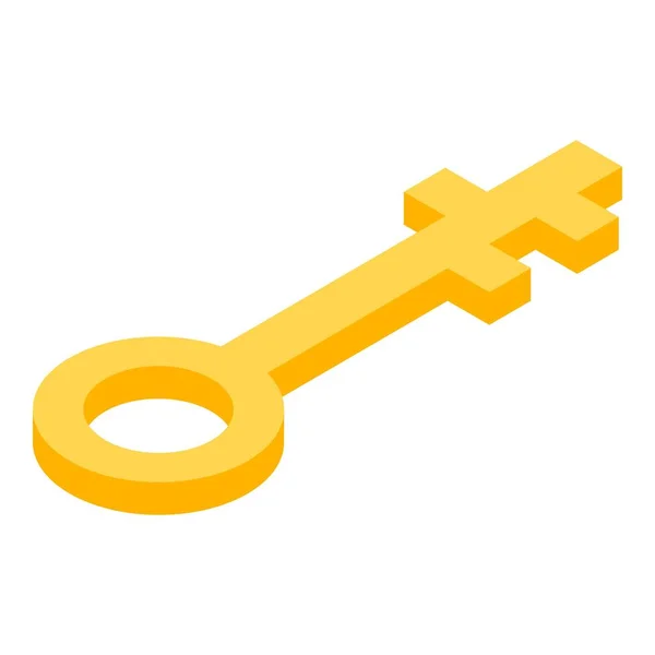 Gouden sleutel pictogram, isometrische stijl — Stockvector