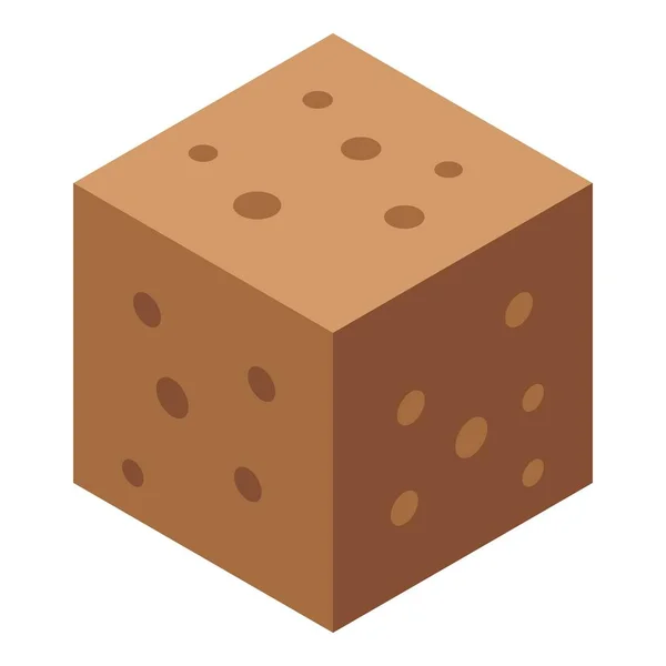 Icono de cubo de azúcar moreno, estilo isométrico — Vector de stock