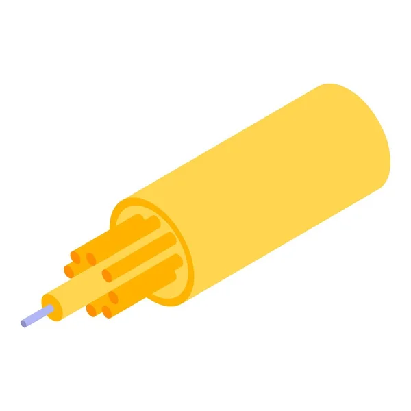 Icono de cable óptico de banda ancha amarillo, estilo isométrico — Archivo Imágenes Vectoriales