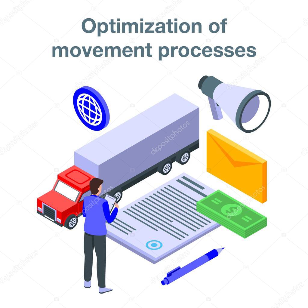Optimization of movement process concept banner, isometric style