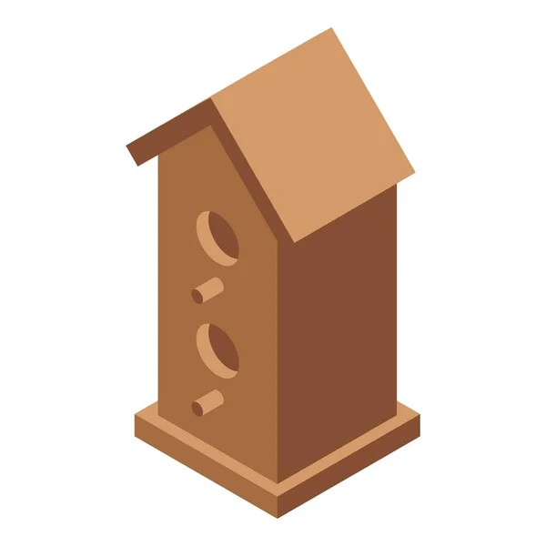 Icono de casa de pájaro de madera, estilo isométrico — Vector de stock
