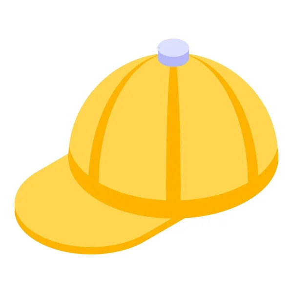 Icono de gorra de béisbol amarillo, estilo isométrico — Vector de stock