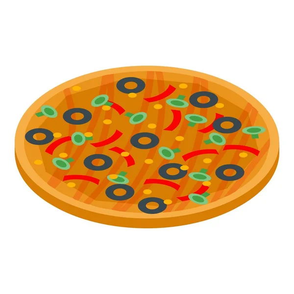 Ícone de pizza vegetariana, estilo isométrico — Vetor de Stock