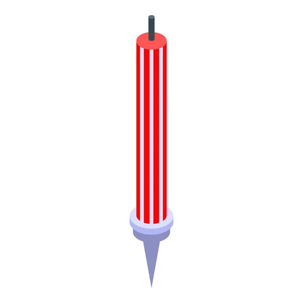 Icono de vela de rayas rojas, estilo isométrico — Vector de stock