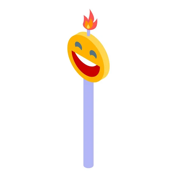 Icona a candela accesa Emoji, stile isometrico — Vettoriale Stock