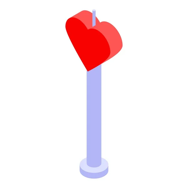 Heart birthday candle icon, isometric style — Stock Vector