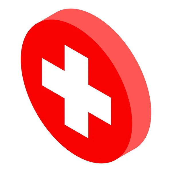 Icône croix médicale, style isométrique — Image vectorielle