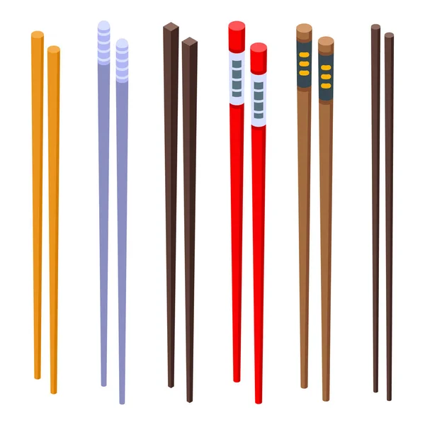 Σύνολο εικονιδίων chopsticks, ισομετρικό στυλ — Διανυσματικό Αρχείο