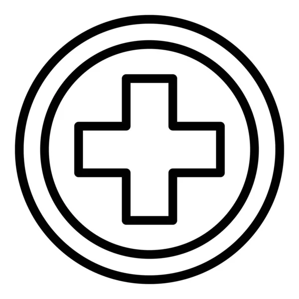 Medical cross circle icon, outline style — Stock Vector