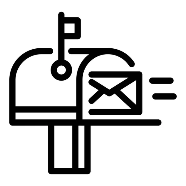 Полная иконка почтового ящика, стиль контура — стоковый вектор