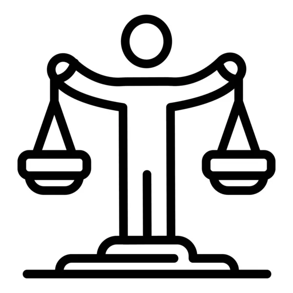 Justice man egyensúly ikon, körvonalazott stílus — Stock Vector