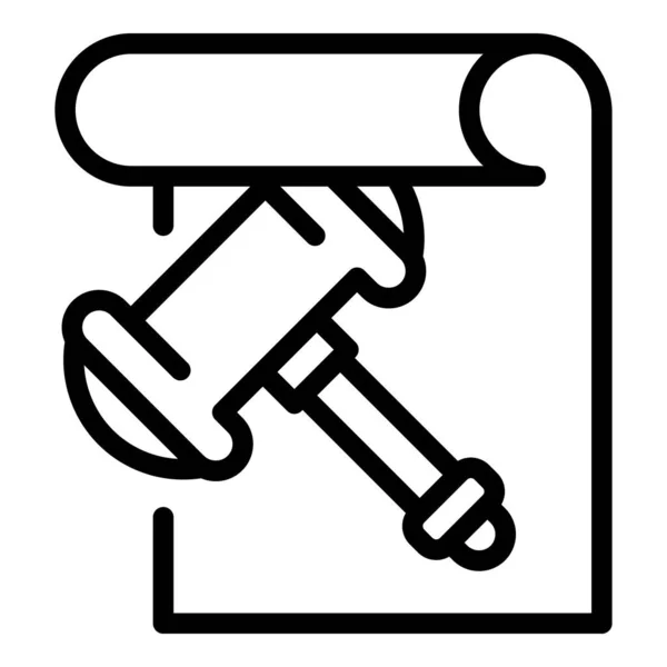 Icono de papel de martillo de juez, estilo de esquema — Archivo Imágenes Vectoriales
