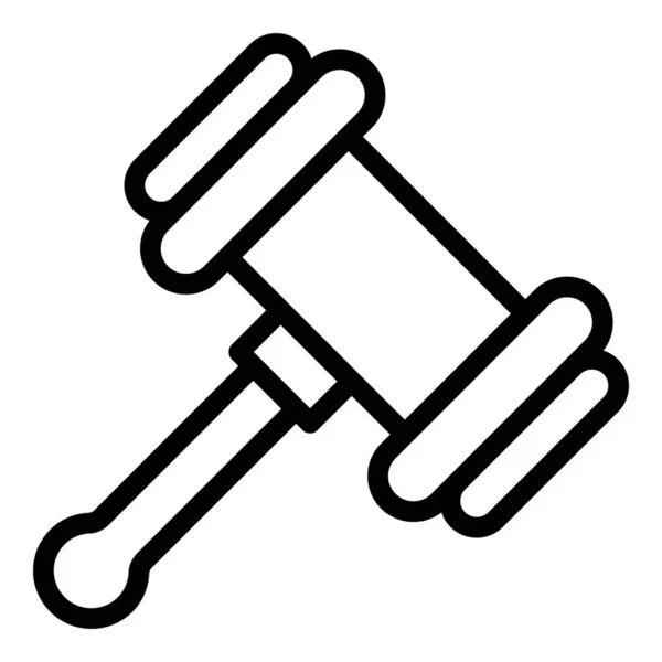 Icono de martillo de juez de madera, estilo de contorno — Vector de stock