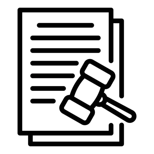 Icono de contrato de juez, estilo de esquema — Vector de stock
