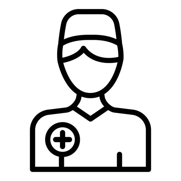Giovane infermiera icona, stile contorno — Vettoriale Stock