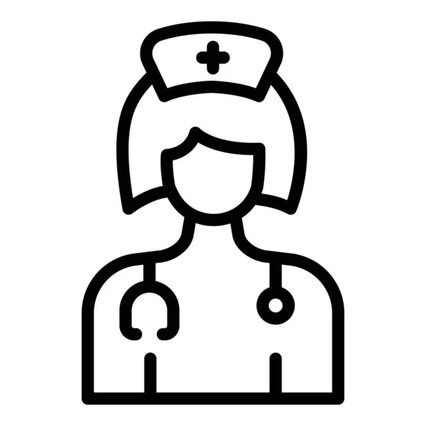 Krankenschwester-Ikone, Outline-Stil — Stockvektor