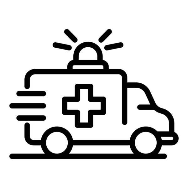 Ambulance car icon, outline style — Stock Vector