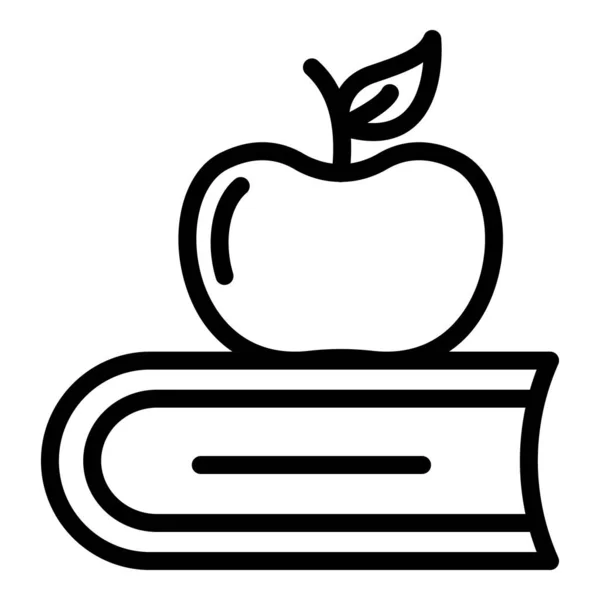 Apple on book icon, outline style — Stock Vector