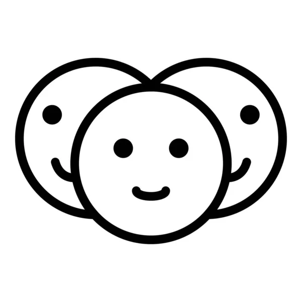 Teman ikon emoji, gaya garis besar - Stok Vektor