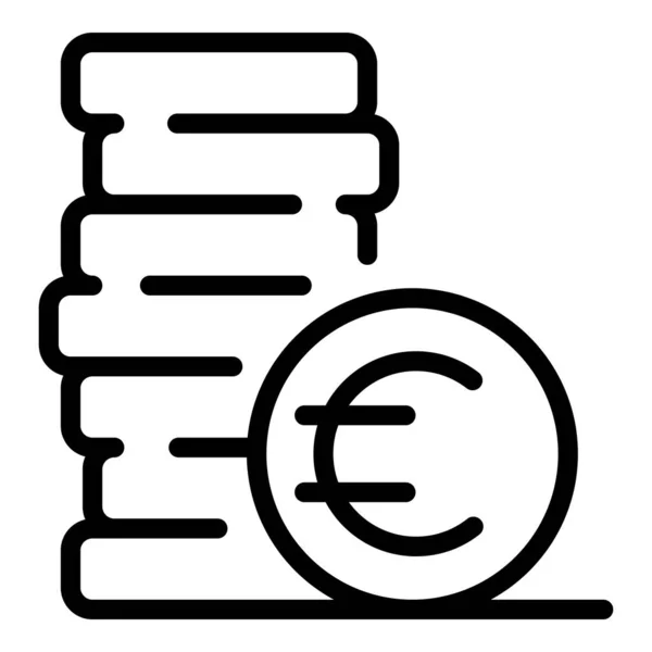 Icône de pièce d'argent Euro, style contour — Image vectorielle