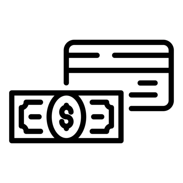 Εικονίδιο πιστωτικής κάρτας trasnfer χρήματα, περίγραμμα στυλ — Διανυσματικό Αρχείο