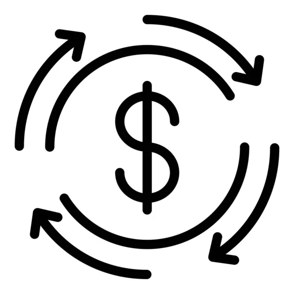 Dollaro icona transazione di denaro, stile contorno — Vettoriale Stock