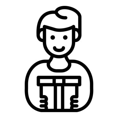 Mutlu erkek hediye kutusu simgesi, taslak biçimi