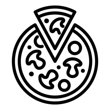 Mantar ikonlu İtalyan pizzası, taslak tarzı