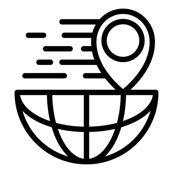 Ubicación icono de parcela global, estilo de esquema — Vector de stock