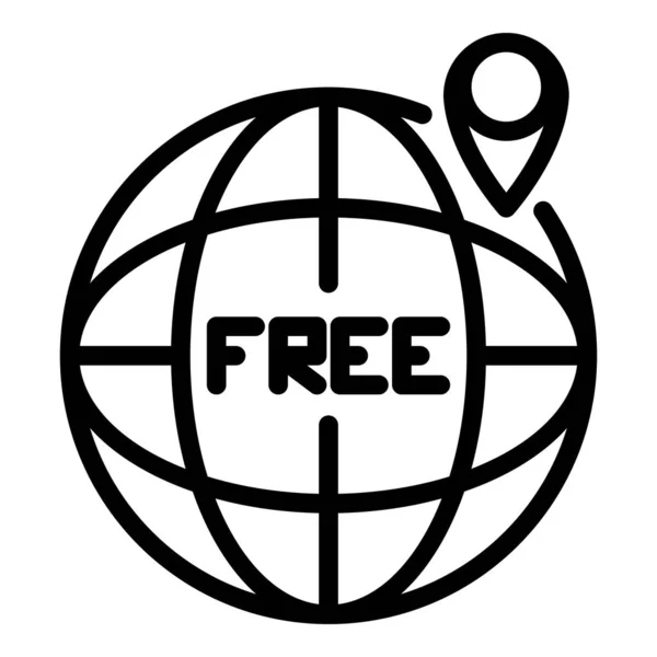 Icono de envío global gratuito, estilo de esquema — Vector de stock