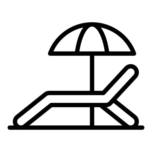 Ξαπλώστρα με εικονίδιο ομπρέλας, περίγραμμα στυλ — Διανυσματικό Αρχείο