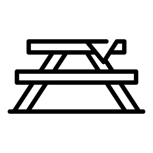 Ikon tabel kamping, gaya garis luar - Stok Vektor