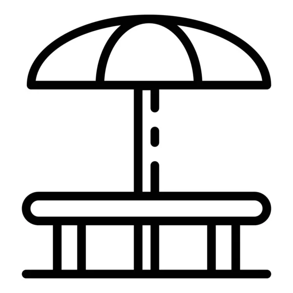 Στρογγυλό τραπέζι και ομπρέλα εικονίδιο, περίγραμμα στυλ — Διανυσματικό Αρχείο