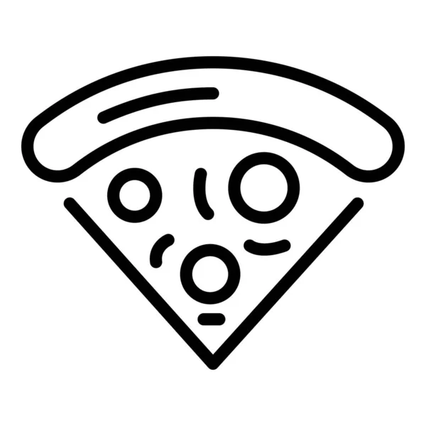 Kawałek pizzy z ikoną sardeli, w stylu zarysu — Wektor stockowy
