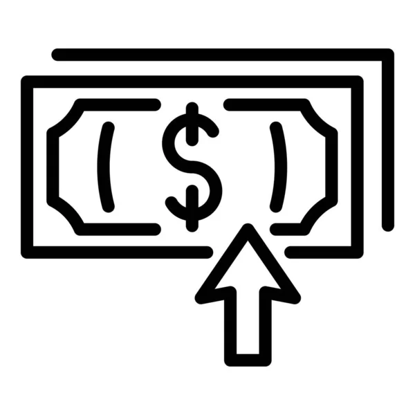 Paczka dolarów w górę ikona strzałki, zarys stylu — Wektor stockowy