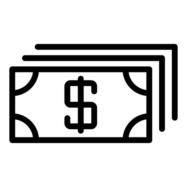 Grand paquet de dollars icône, style contour — Image vectorielle