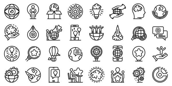 Innovation icons set, outline style — Stock Vector