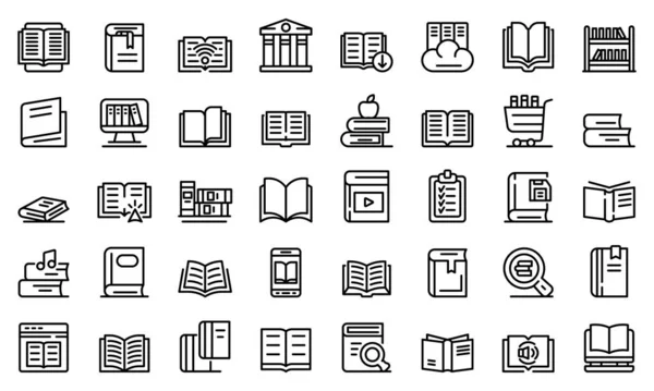 Conjunto de ícones da biblioteca, estilo esboço — Vetor de Stock