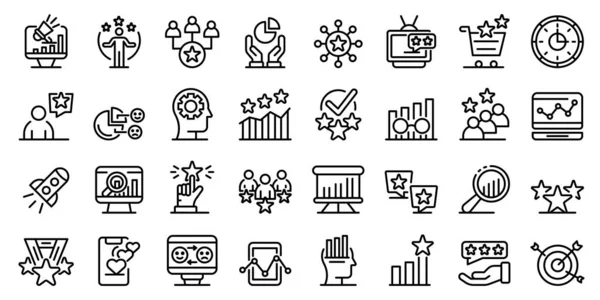 Reputation icons set, outline style — Stock Vector