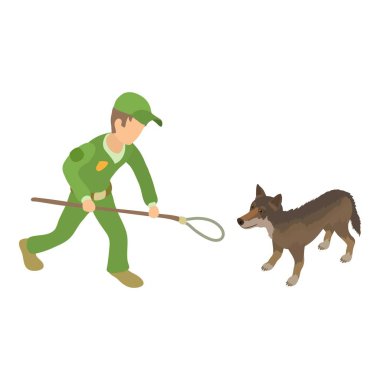 Catching dog icon, isometric style clipart