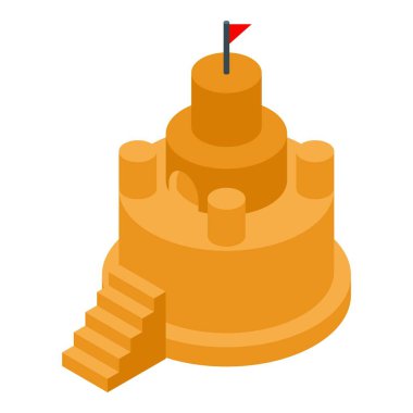 Yuvarlak kum kale simgesi, izometrik stil