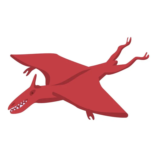 Flying red dinosaur icon, isometric style — Stock Vector