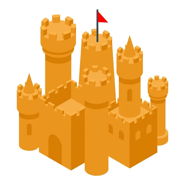 Playa icono del castillo de arena, estilo isométrico — Vector de stock