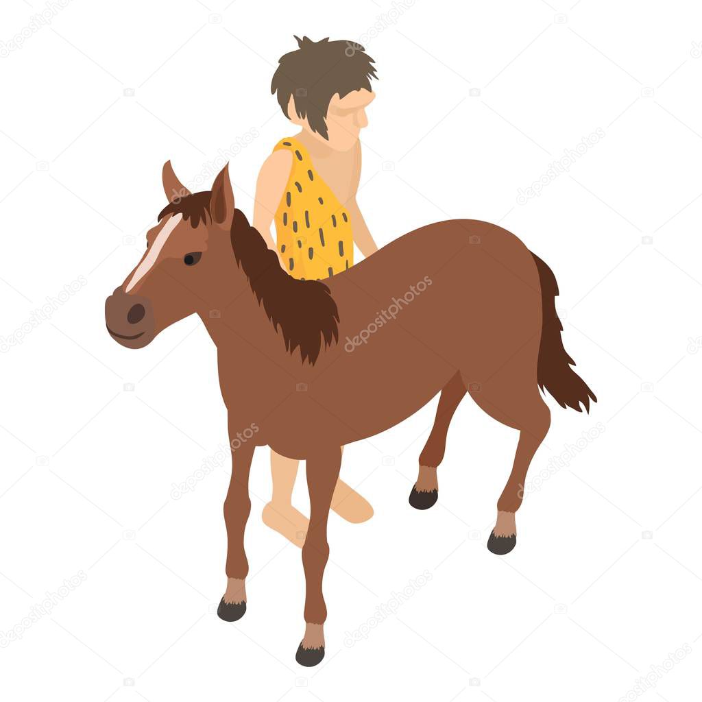 Domestication horse icon, isometric style