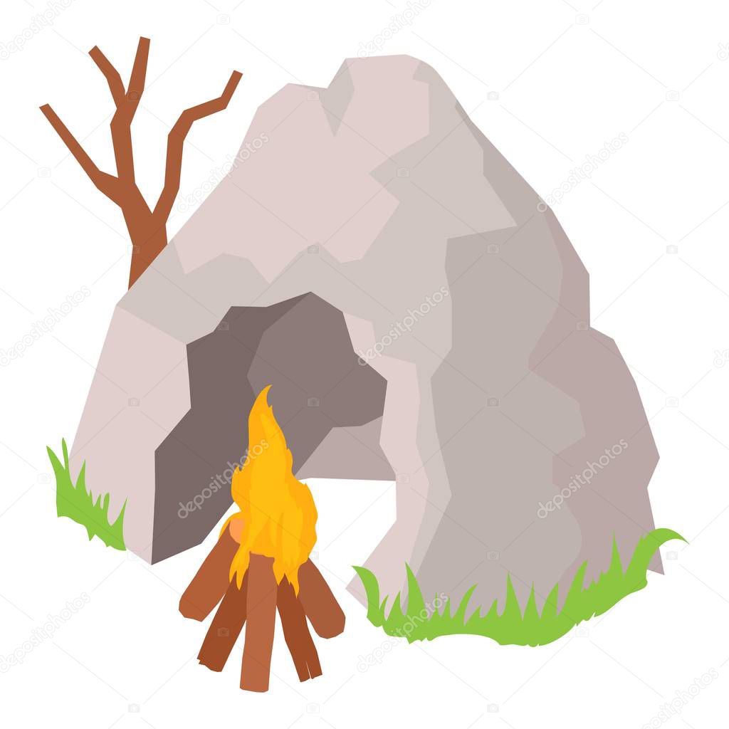 Ancient cave icon, isometric style