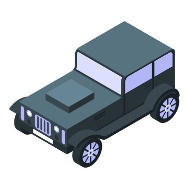 Retro siyah araba simgesi, izometrik biçim