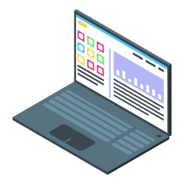 Çalışan dizüstü simgesi, izometrik biçim