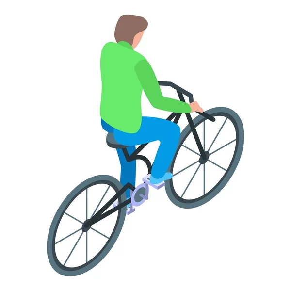 Hombre paseo icono de la bicicleta, estilo isométrico — Vector de stock