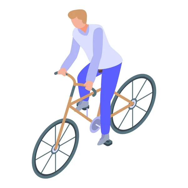 Icono de bicicleta padre paseo, estilo isométrico — Vector de stock