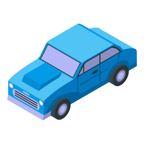 青の古いレトロな車のアイコン、アイソメトリックスタイル — ストックベクタ
